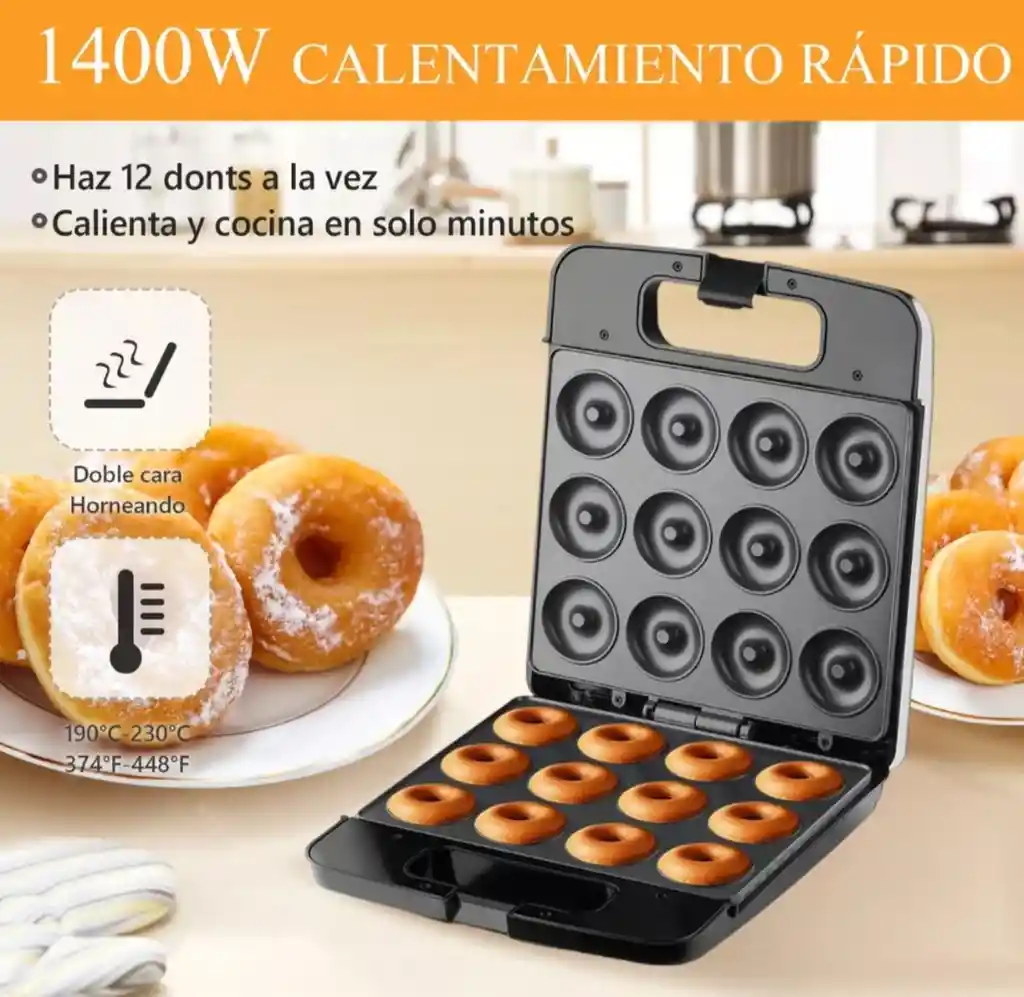 Maquina Para Hacer 12 Mini Donas Rosquillas Antiadherente