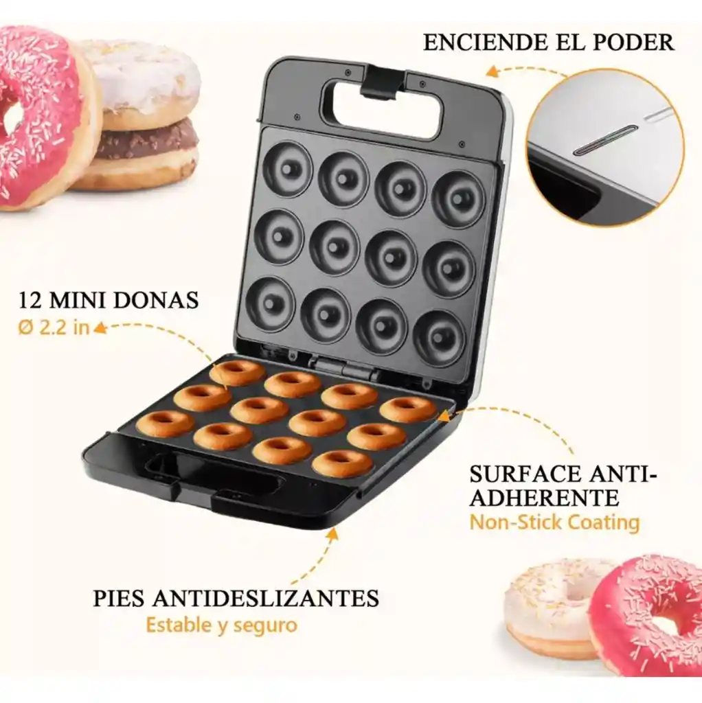 Maquina Para Hacer 12 Mini Donas Rosquillas Antiadherente