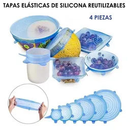 Tapas Elasticas De Silicona Reutilizables (4 Piezas)