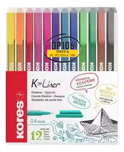 Micropuntas Kores K-liner X12 Colores Punta 0.4mm