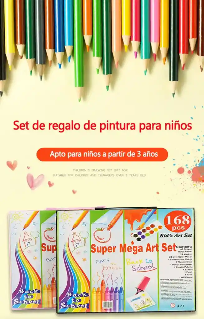 Set De Pintura Artística Para Niños Lápices De Acuarela 168