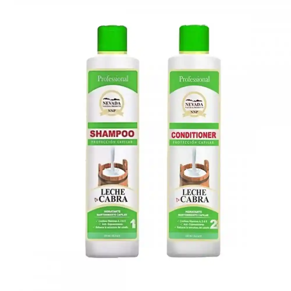 Nevada Leche De Cabra Shampoo + Acondicionador Protección Capilar Vitamina A, D Y E 500 Ml