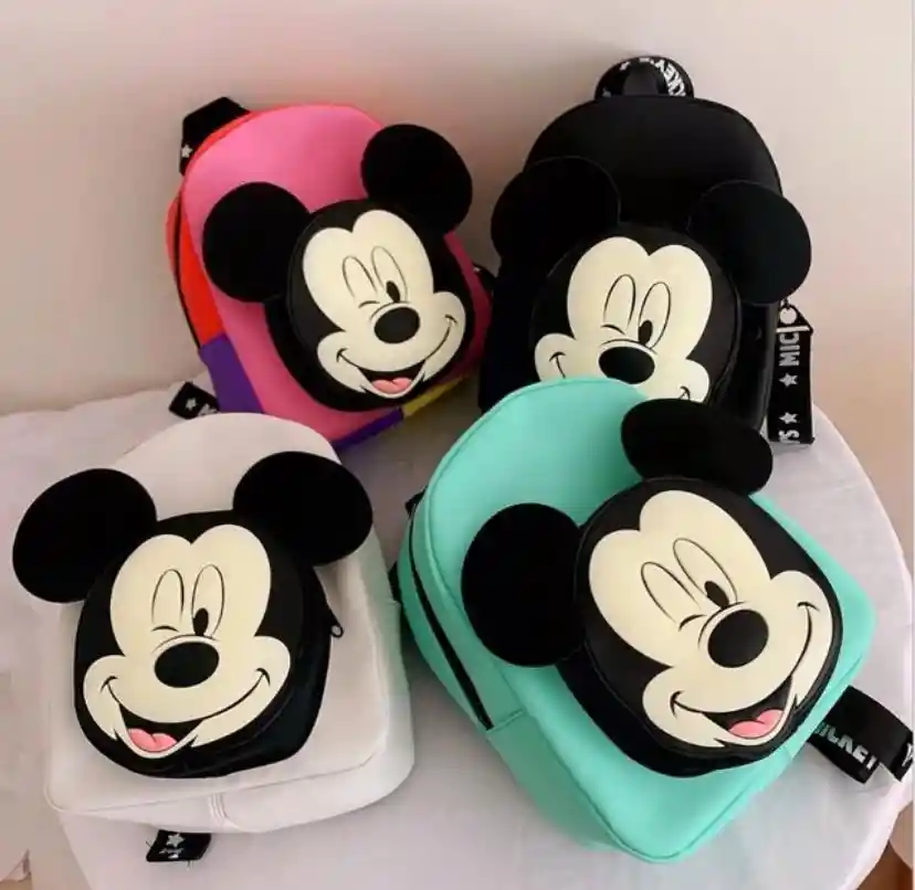 Mochila Con Estampado De Mickey Y Minnie Mouse Para Niño Y Niña