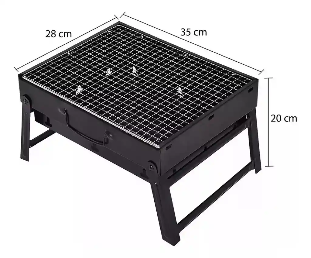 Parrilla De Carbon Portatil Acero Inoxidable Color Negro