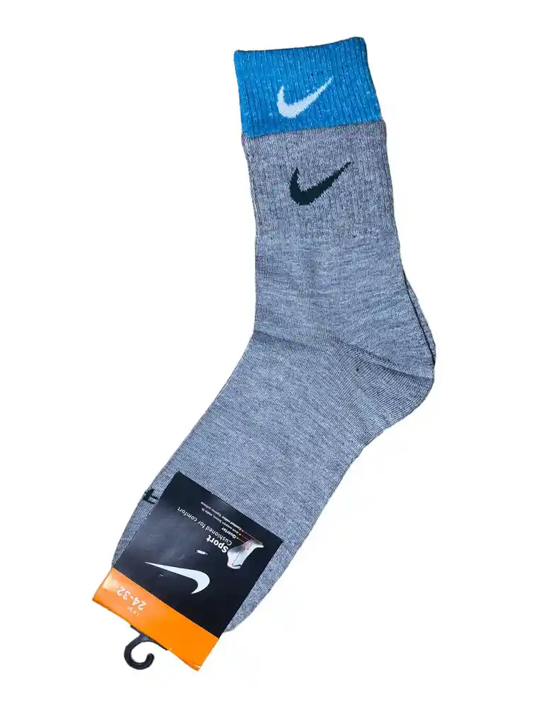 Medias Largas Deportiva Única Talla Calcetín Color Gris Con Franja Aguamarina Calcetín Nike Estirable