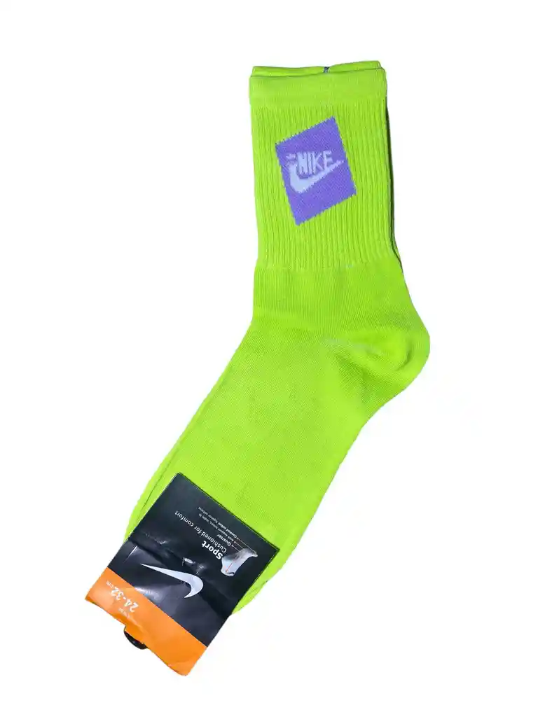 Medias Largas Deportiva Única Talla Calcetín Color Verde Limón Nike Estirable