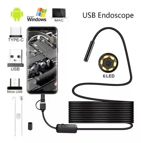 Cámara Endoscópica Flexible Usb Para Teléfono Celular Android De 2 Metros