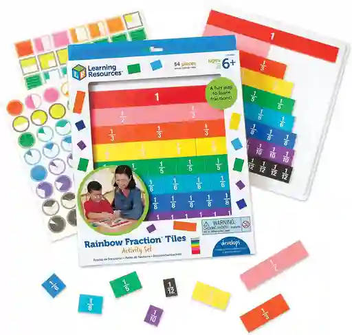 Rainbow Fraction Tiles With Tray