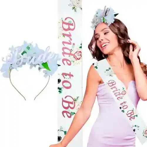 Kit Despedida De Soltera Banda Y Tiara Bride To Be 2 Pcs