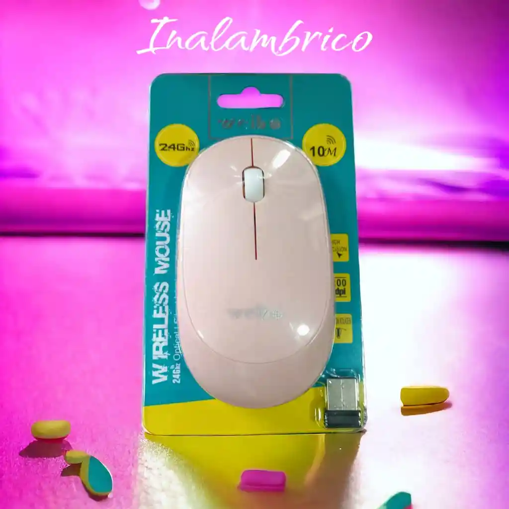 Mouse Weibo Inalambrico Escritorio Usb 2.4 / Rf-2822b (rosado)