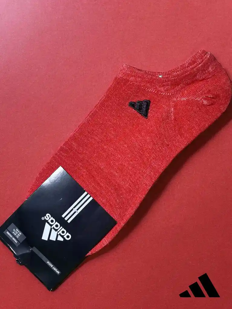 Medias Taloneras Deportivas Única Talla Estirables, Calcetín Imitación Adidas Color Rojo