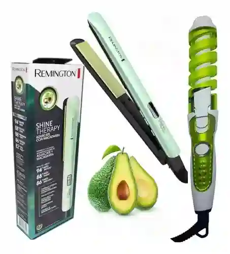 Combo Plancha Remington Aguacate Macadamia Vitamina+ Rizador
