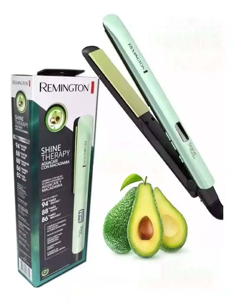 Combo Plancha Remington Aguacate Macadamia Vitamina+ Rizador
