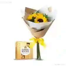 Bouquet De Girasoles Y Ferrero X4