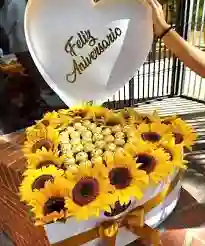 Corazon De Girasoles Y Chocolates