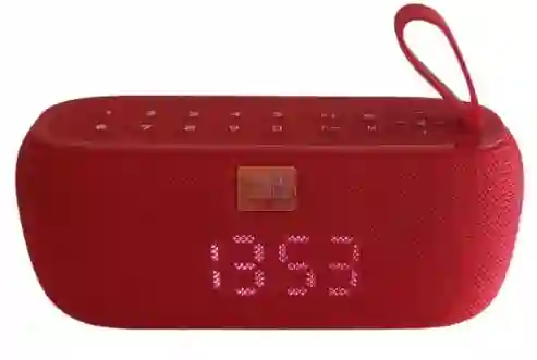 Parlante Bluetooth Color Rojo Con Reloj Tg Ref-tg-177