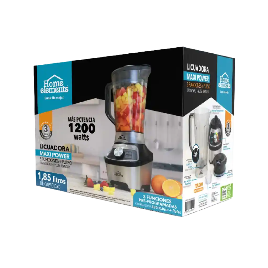 Licuadora Maxi Power 1,85 Litros Home Elements 1200 Watts