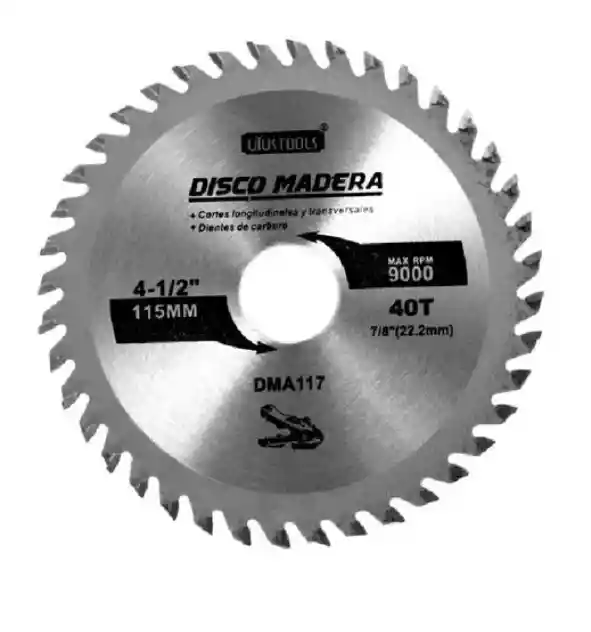 Disco Sierra Circular Madera 115x40 Dientes Dma117 Uyustools Color Plateado