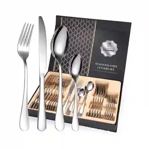 Juego De Cubiertos Set De 24 Piezas Acero Inoxidable Silver