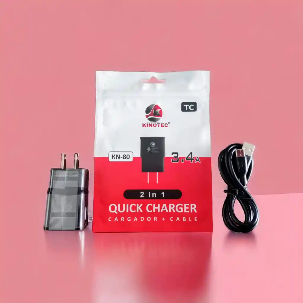 Cargador 2 En 1 Carga Rápida 3.4 Kinotec Kn-80
