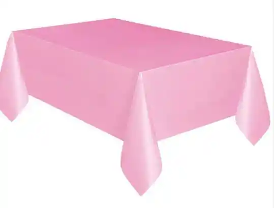 Mantel Plastico Tipo Tela Decoracion Fiesta Color Rosa Pastel