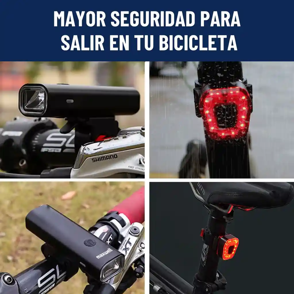 Luz Bicicleta Set Delantera Trasera Usb Maxwell Impermeable