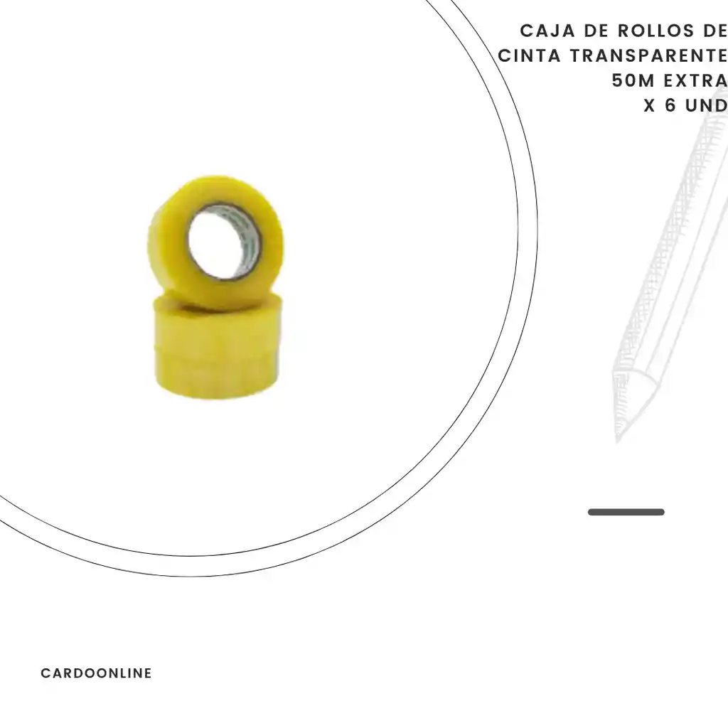 Paquete Rollo De Cinta Transparente 50m Extra