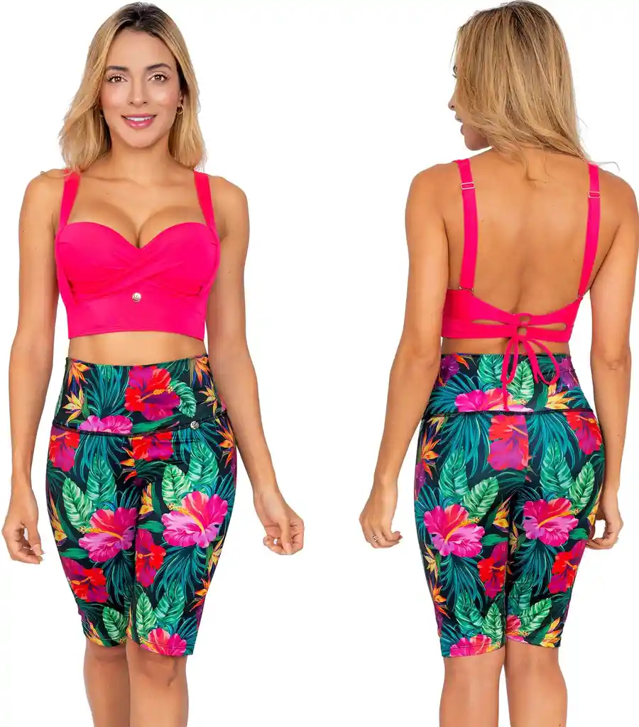 Short Largo De Vestido De Baño Praie 0002 Flores Control S M L Xl 2xl 3xl