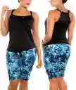 Short Capri De Vestido De Baño Praie 0002 Azul Estampado S M L Xl 2xl 3xl