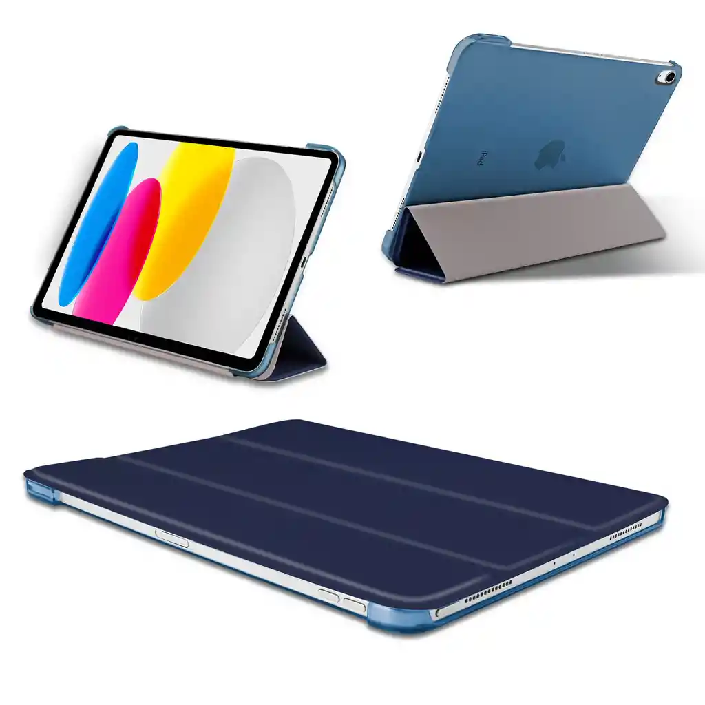 Estuche Protector Para Ipad 10 10.9 + Vidrio Ceramico - Azul Oscuro