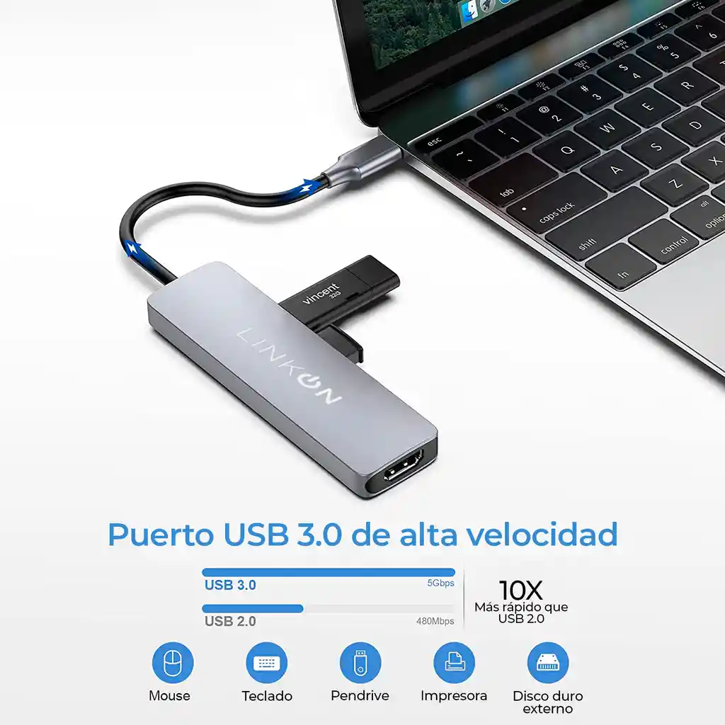 Hub Usb C Adaptador Multipuerto 6 En 1 Para Mac Macbook Win