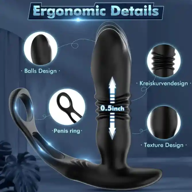 Vibrador Anal Control Remoto Punto G Masculino Estimulador De Prostata 10 Modos De Vibración Doble Motor Agarre Testículos