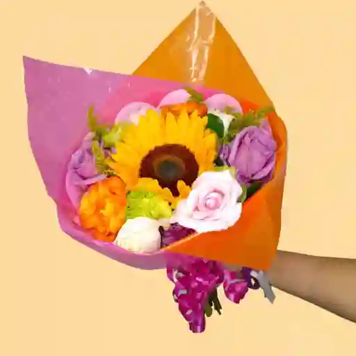 Bouquet De Girasol Con Mix De Rosas