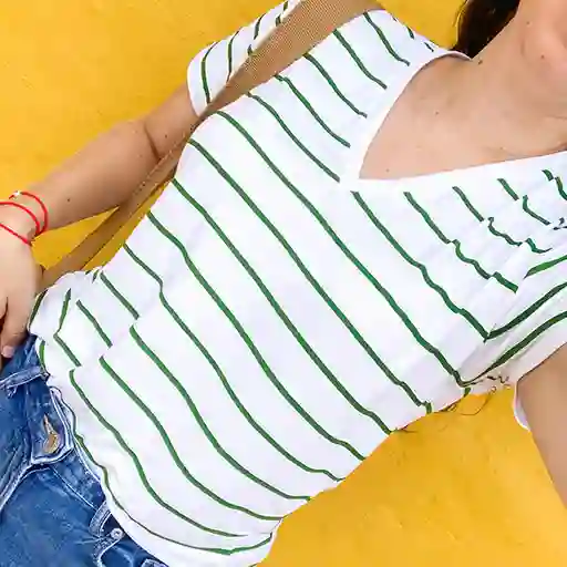 Talla M - Camiseta Rayas Verdes
