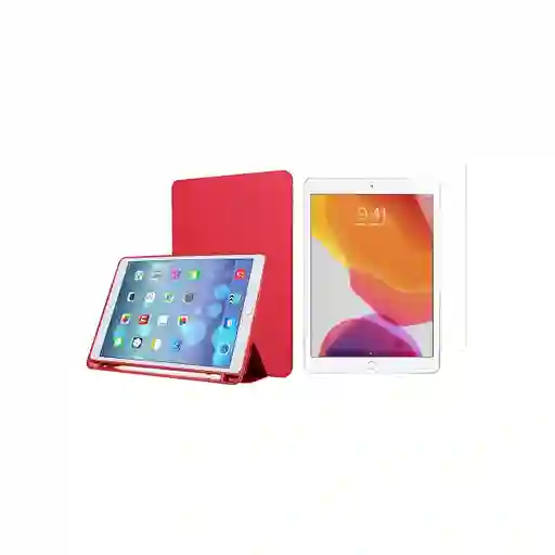 Estuche Smart Case Ipad 10.2 /7/8/9 Rojo + Vidrio