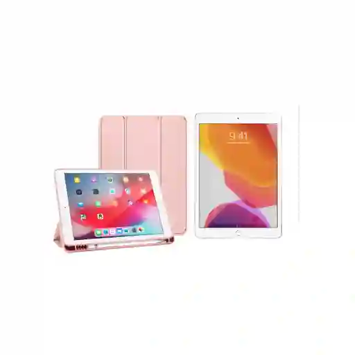 Estuche Smart Case Ipad 10.2 /7/8/9 Oro Rosa + Vidrio