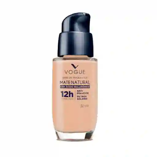 Base De Maquillaje Mate Natural Vogue Con Ácido Hialurónico Tono Arena 30Ml