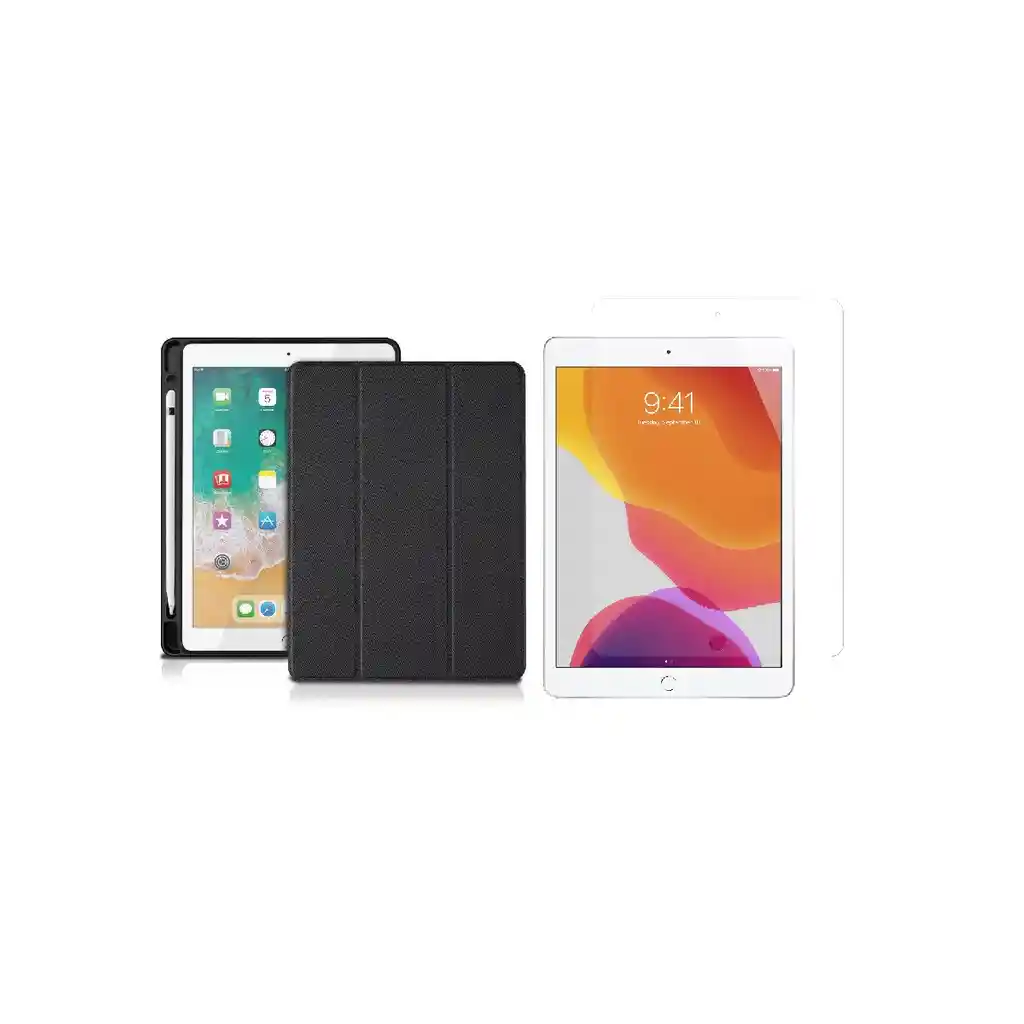 Estuche Smart Case Ipad New 9.7 Negro + Vidrio