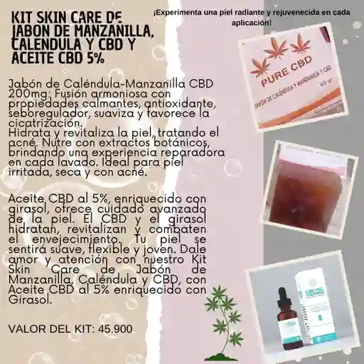 Kit Skin Care De Jabón De Manzanilla, Caléndula Y Cbd, Junto Con Nuestro Aceite Cbd Al 5%