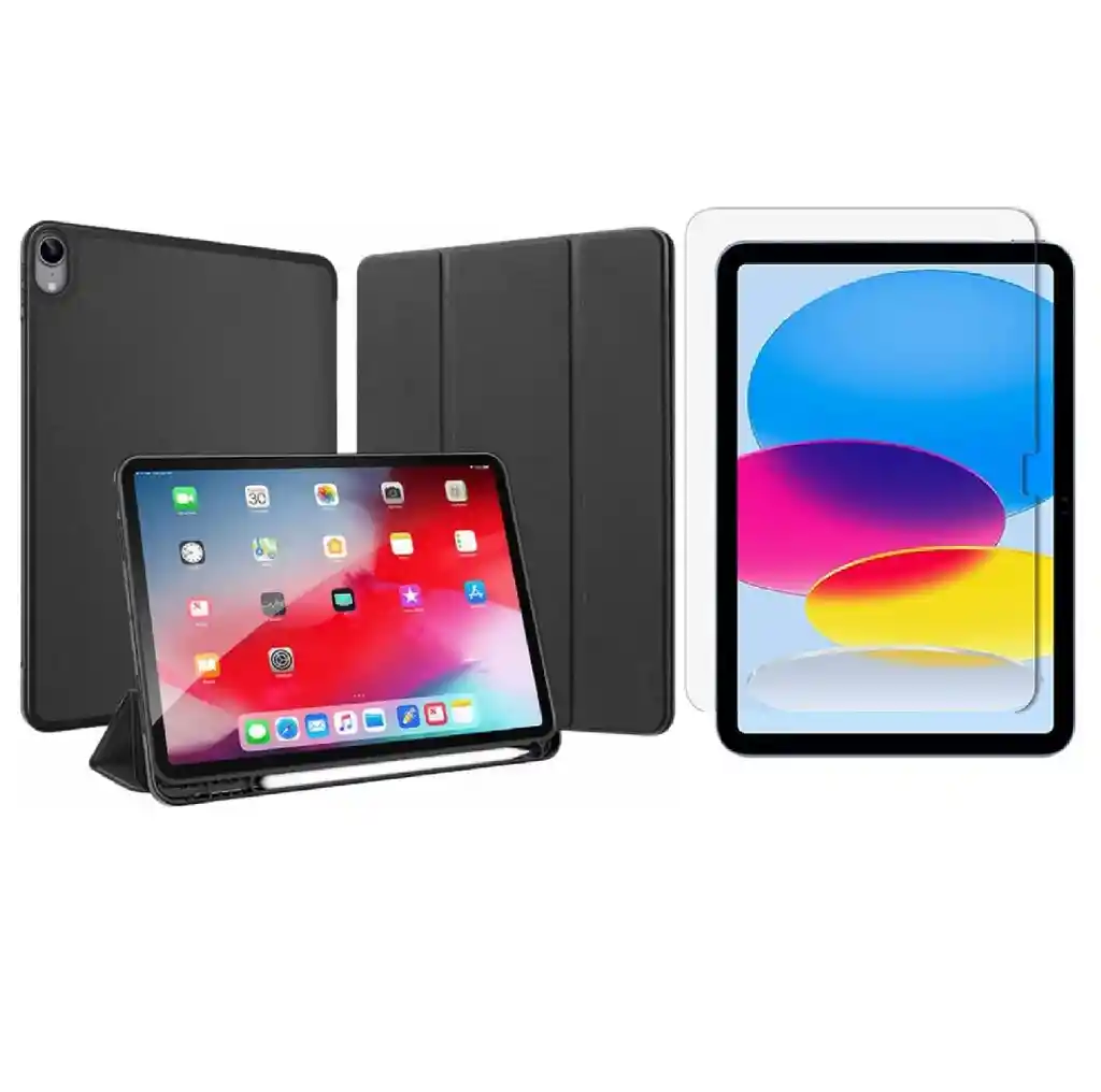 Estuche Smart Case Ipad 10ma Gen Negro + Vidrio