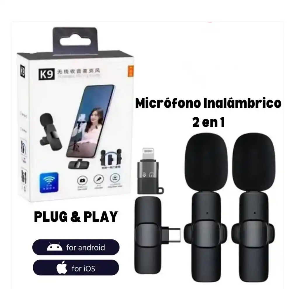 Microfono Doble Inalambrico Para Android Y Iphone ** /microfono Doble De Solapa Tipo C Y Iphone