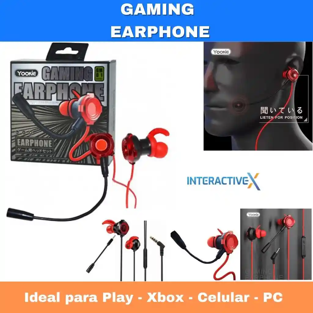 Audífonos Gaming Earphone Yookie Gm01