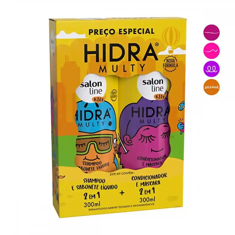 Salon Line Kids Set 2 Piezas Hidra Multy Shampoo 300 Ml Y Acondicionador 300 Ml