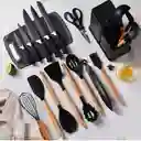 Set Utensilios Cocina En Silicona Y Juegos De Cuchillos 19pc