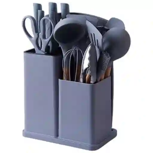 Set Utensilios Cocina En Silicona Y Juegos De Cuchillos 19pc