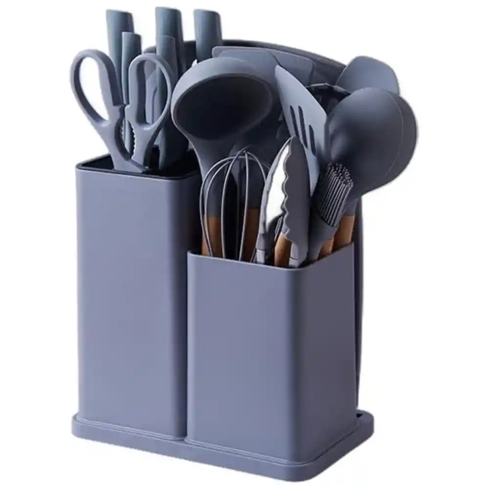 Set Utensilios Cocina En Silicona Y Juegos De Cuchillos 19pc