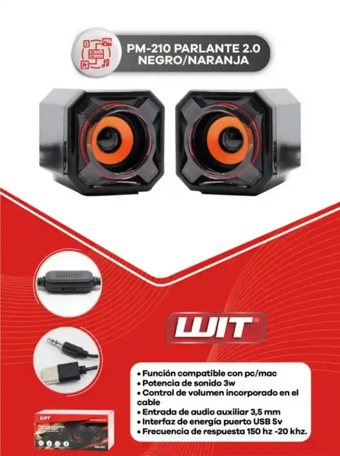 Parlantes Para Pc Y Portatil Wit Pm210 / Speaker 8w*2