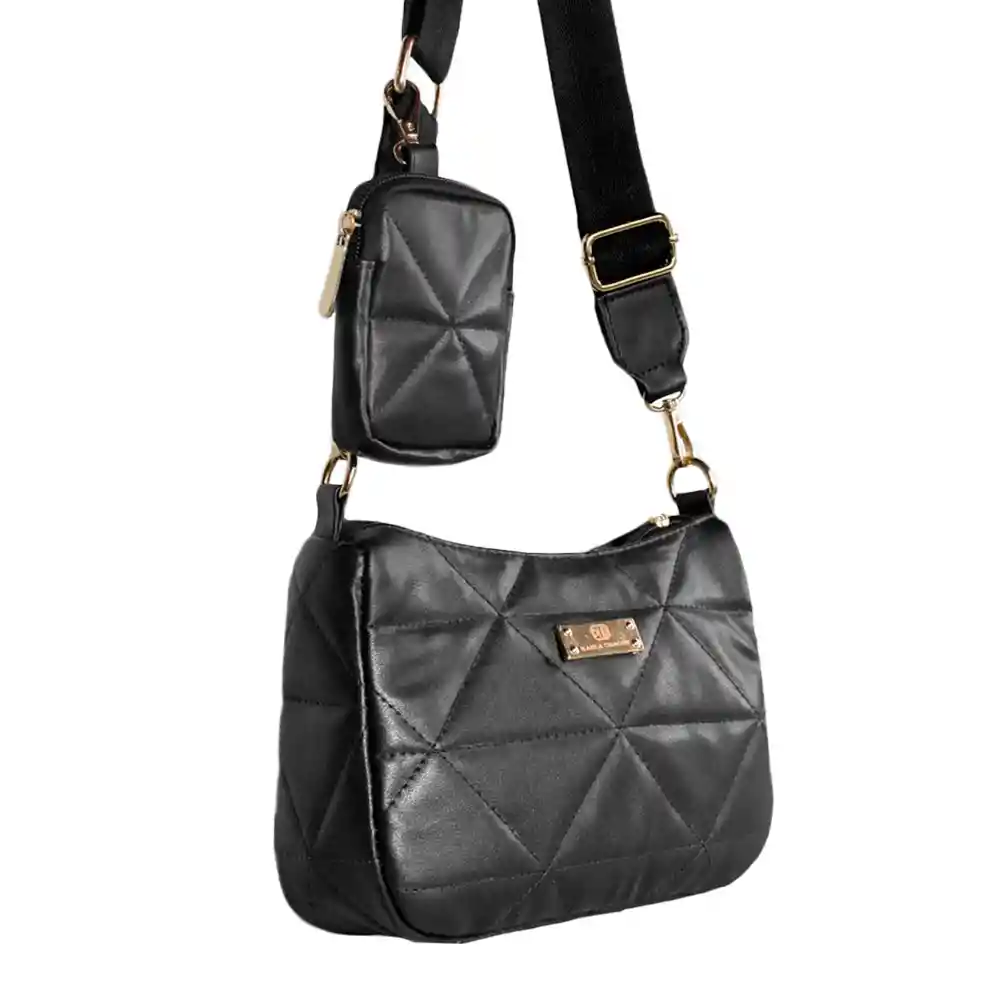 Bolso Dama Manos Libres Mujer Con Monedero Karla Chacon Rina Negro