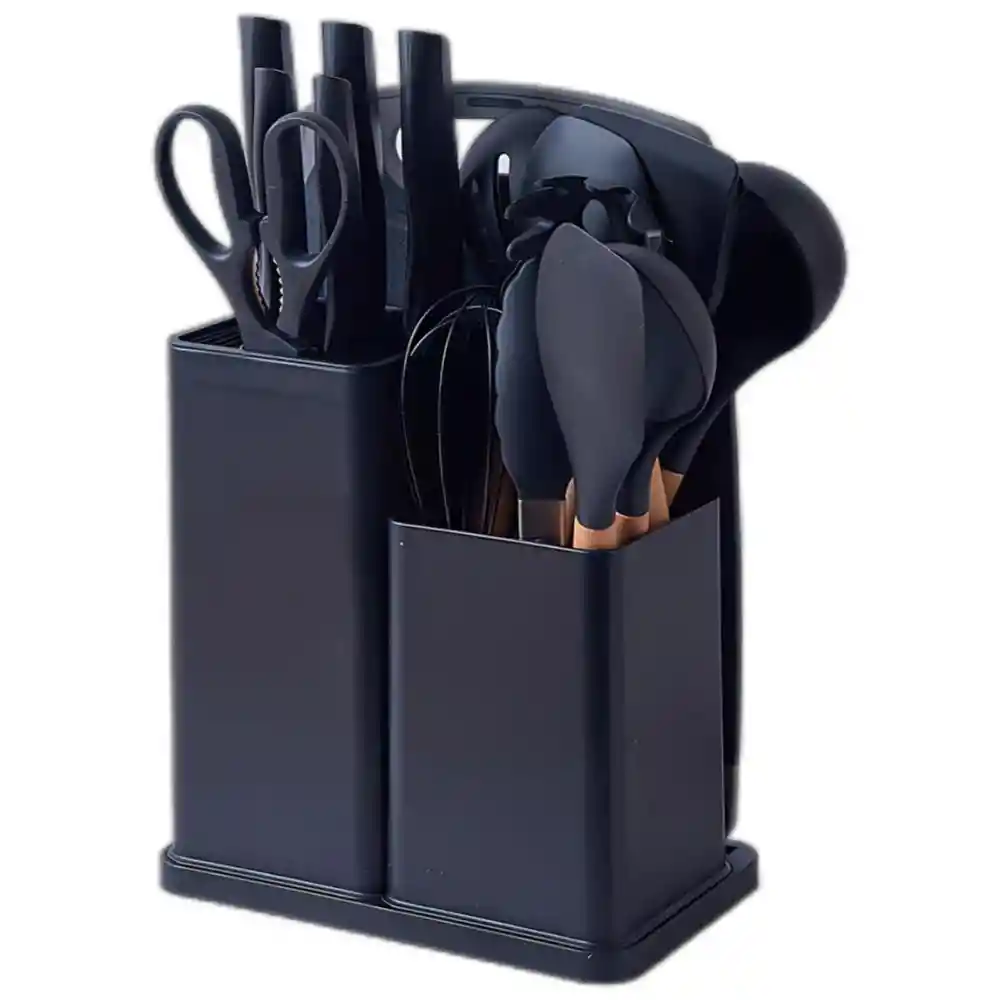 Set Utensilios Cocina En Silicona Y Juegos De Cuchillos 19pc