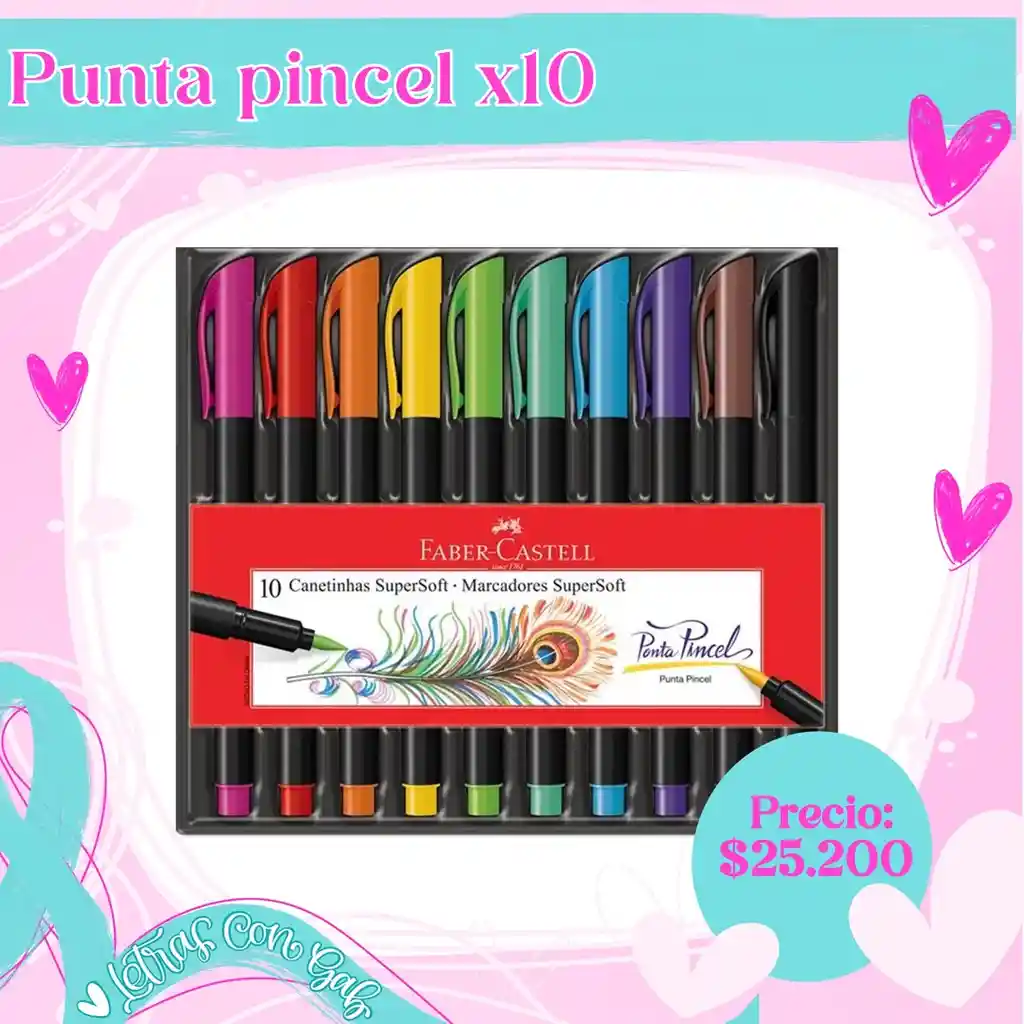 Marcador Punta Pincel Faber Castell X10